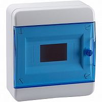 Распределительный шкаф OptiBox P, 8 мод., IP41, навесной, пластик, прозрачная синяя дверь |  код. 117918 |  КЭАЗ
